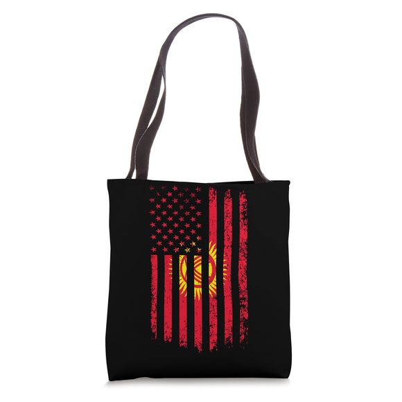 Kyrgyz American Flag Kyrgyz Roots Kyrgyz Republic Tote Bag -_- - Picture 1 of 4